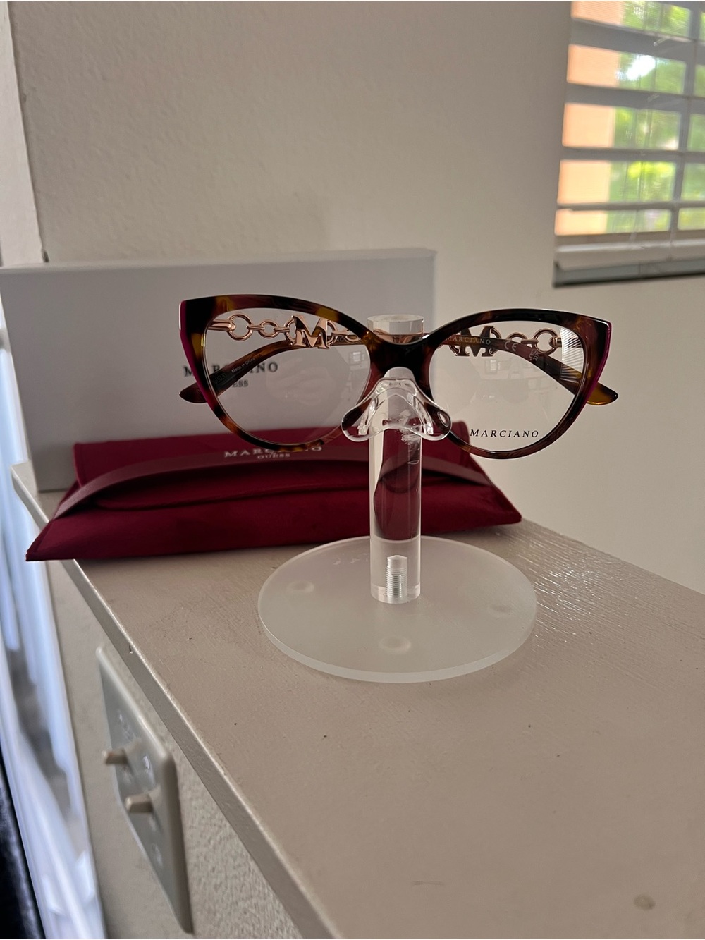 Marciano Tortoiseshell Cat Eye Glasses with Gold Accents